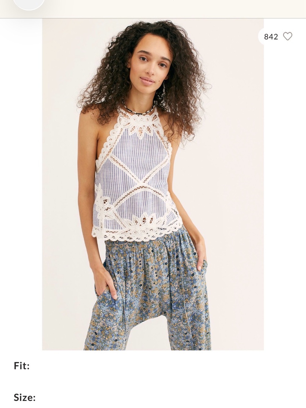 Free People Della Battenburg Halter Top